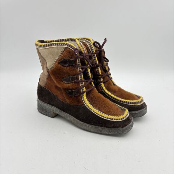 Vintage Shoes - Vintage Fur Suede Quilted Moccasin Boots Moc Toe Women's 6 Made in Italy